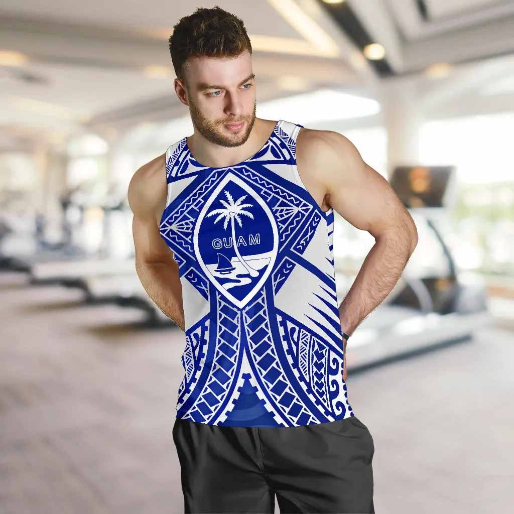 Guam Polynesian Men Tank Top - Guam White Seal with Polynesian Tattoo Ver 02