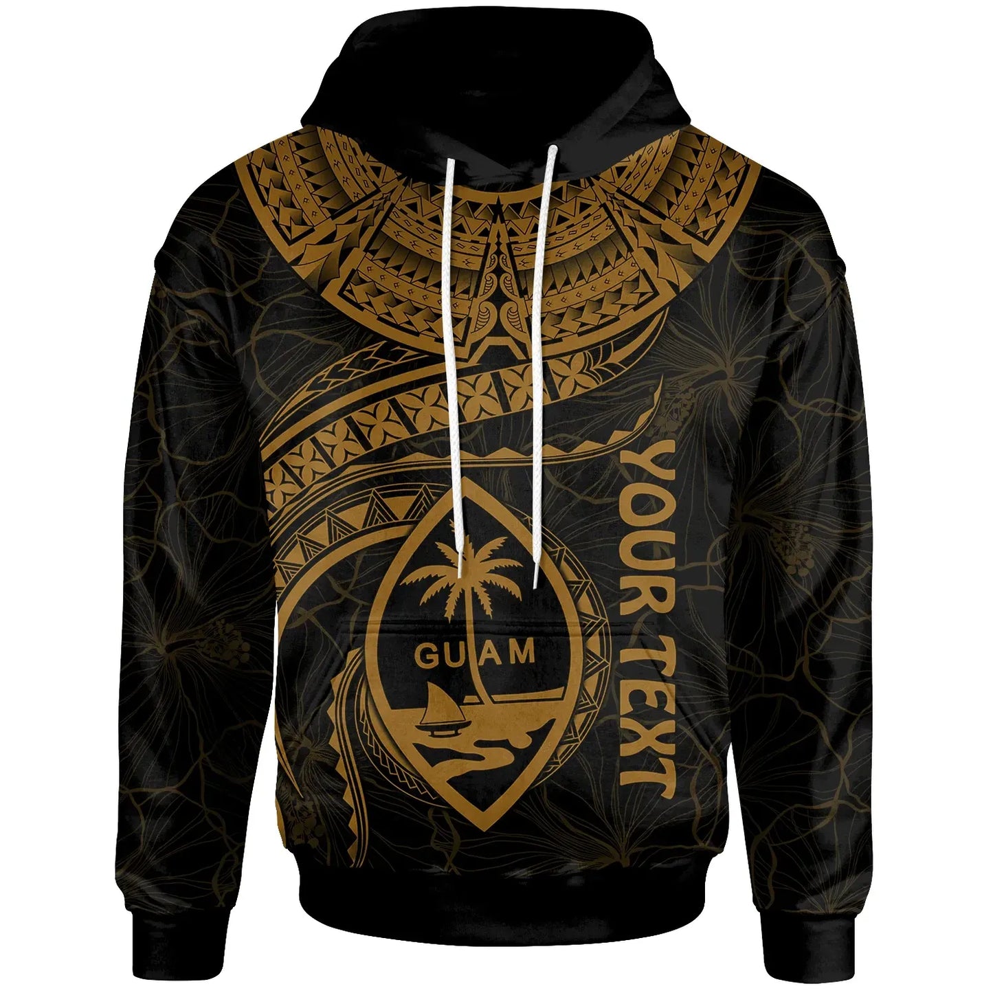 Guam Polynesian Personalised Hoodie - Guam Waves (Golden)