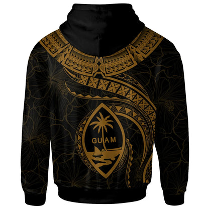 Guam Polynesian Personalised Hoodie - Guam Waves (Golden)