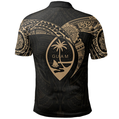 Guam Polynesian Polo Shirt - Gold Heart Shield