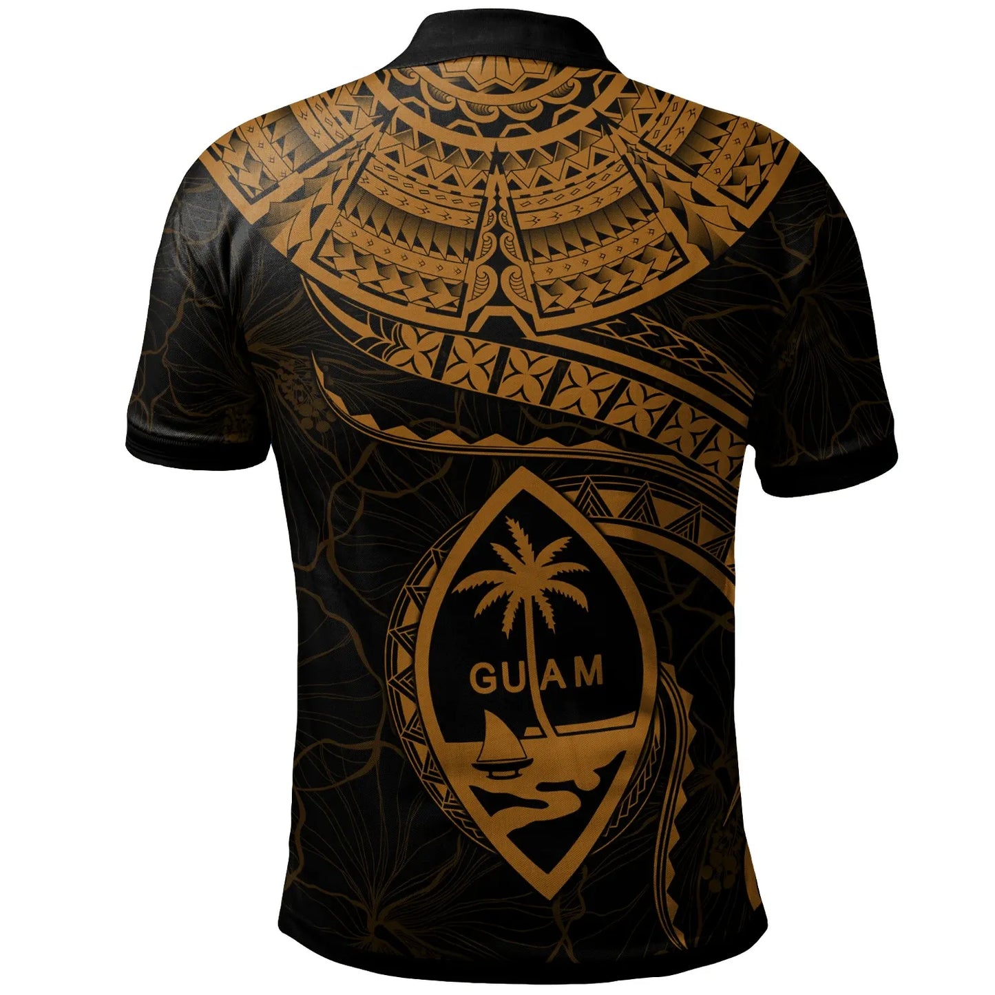 Guam Polynesian Polo Shirt - Guam Waves (Golden)