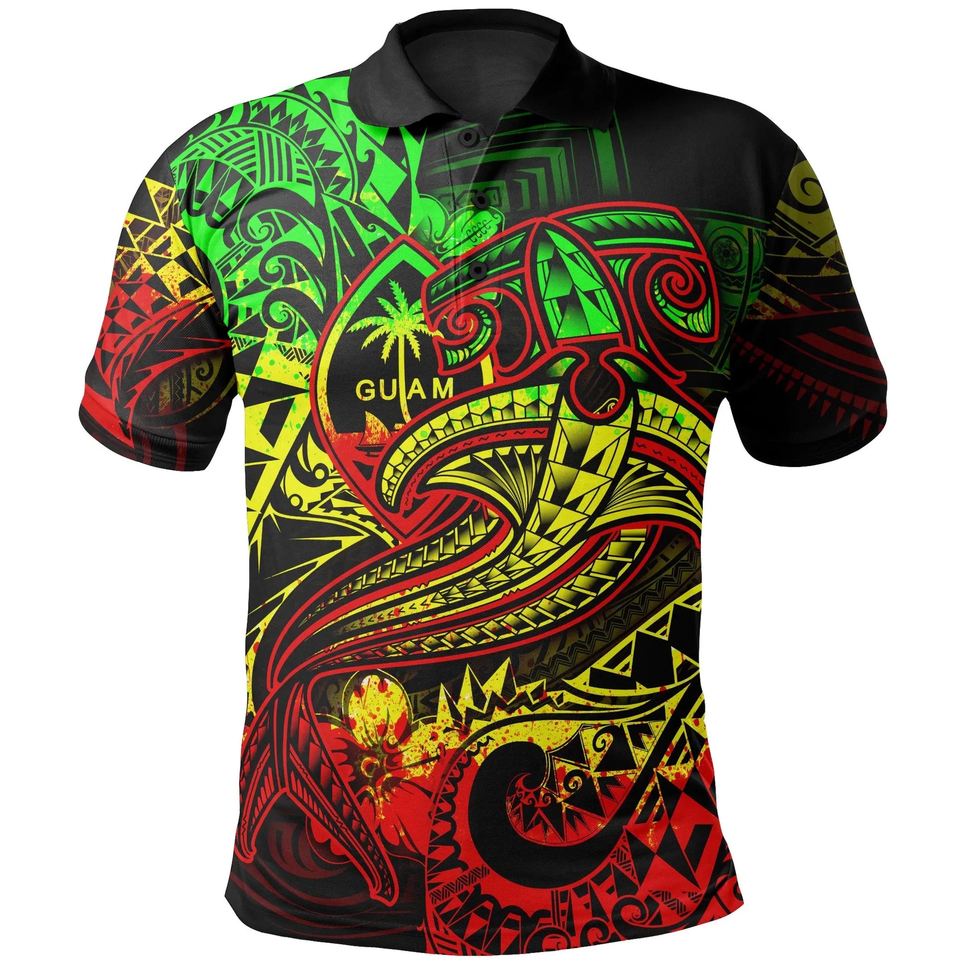 Guam Polynesian Polo Shirt - Reggae Shark Polynesian Tattoo