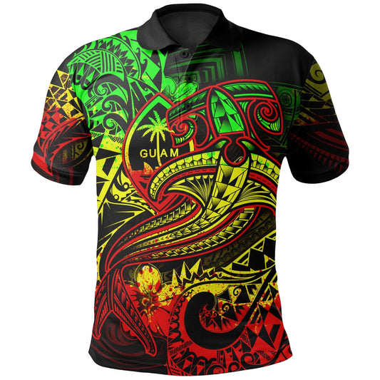 Guam Polynesian Polo Shirt - Reggae Shark Polynesian Tattoo