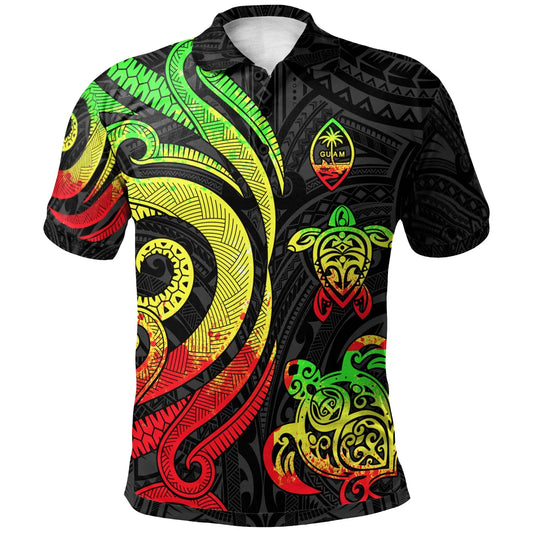 Guam Polynesian Polo Shirt - Reggae Tentacle Turtle
