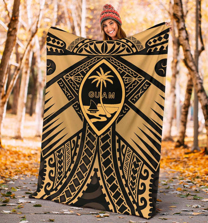 Guam Polynesian Premium Blanket - Guam Gold Seal with Polynesian Tattoo