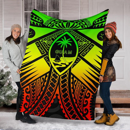 Guam Polynesian Premium Blanket - Guam Reggae Seal with Polynesian Tattoo