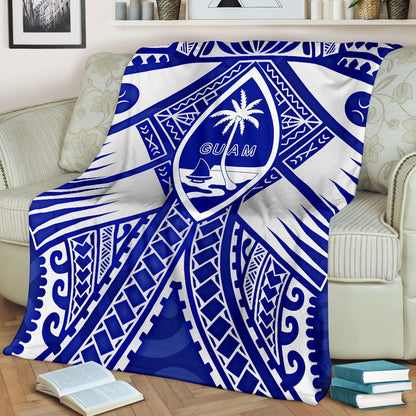 Guam Polynesian Premium Blanket - Guam White Seal with Polynesian Tattoo Ver 02