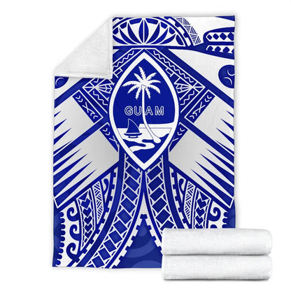 Guam Polynesian Premium Blanket - Guam White Seal with Polynesian Tattoo Ver 02