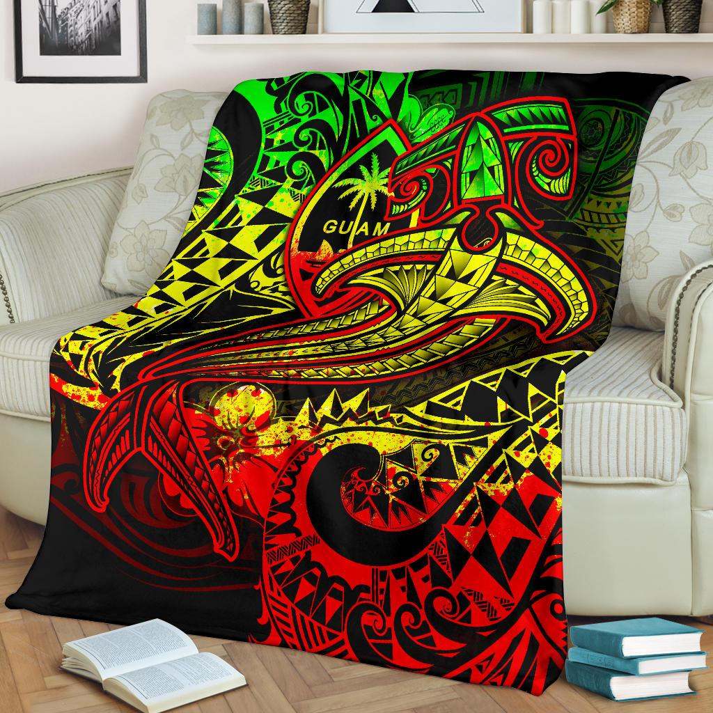 Guam Polynesian Premium Blanket - Reggae Shark Polynesian Tattoo