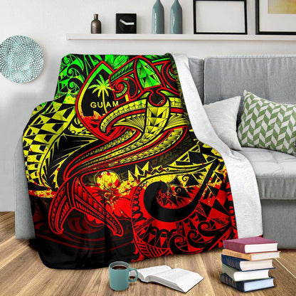 Guam Polynesian Premium Blanket - Reggae Shark Polynesian Tattoo