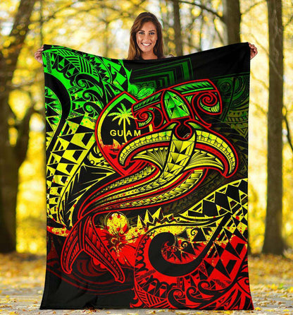 Guam Polynesian Premium Blanket - Reggae Shark Polynesian Tattoo