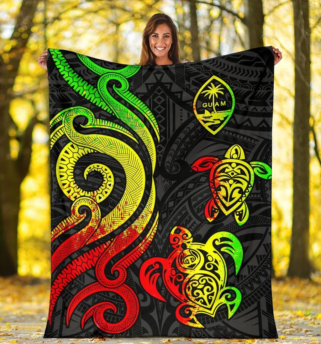Guam Polynesian Premium Blanket - Reggae Tentacle Turtle