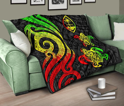 Guam Polynesian Premium Quilt - Reggae Tentacle Turtle
