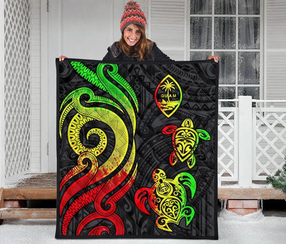 Guam Polynesian Premium Quilt - Reggae Tentacle Turtle