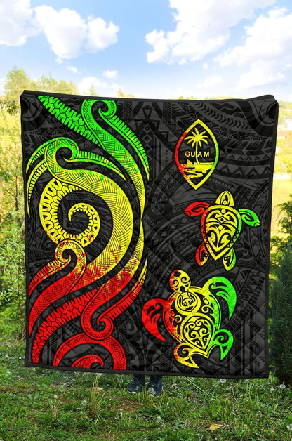 Guam Polynesian Premium Quilt - Reggae Tentacle Turtle