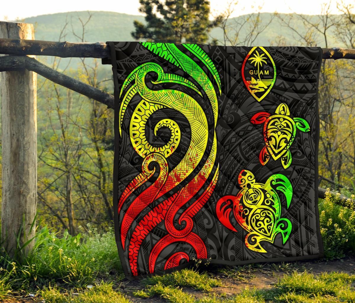 Guam Polynesian Premium Quilt - Reggae Tentacle Turtle