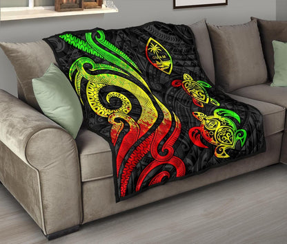 Guam Polynesian Premium Quilt - Reggae Tentacle Turtle