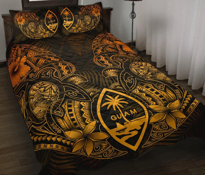 Guam Polynesian Quilt Bed Set - Gold Turtle Homeland