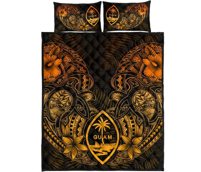 Guam Polynesian Quilt Bed Set - Gold Turtle Homeland