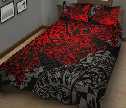 Guam Polynesian Quilt Bed Set - Red Turtle Flowing