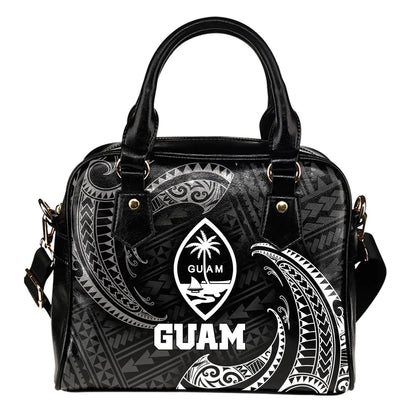 Guam Polynesian Shoulder Handbag - White Tribal Wave