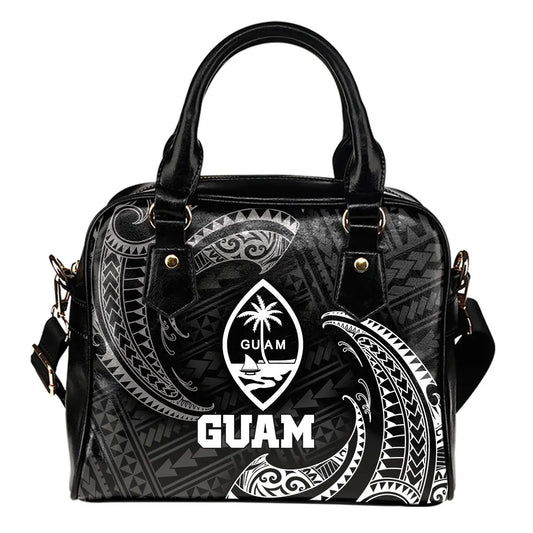 Guam Polynesian Shoulder Handbag - White Tribal Wave