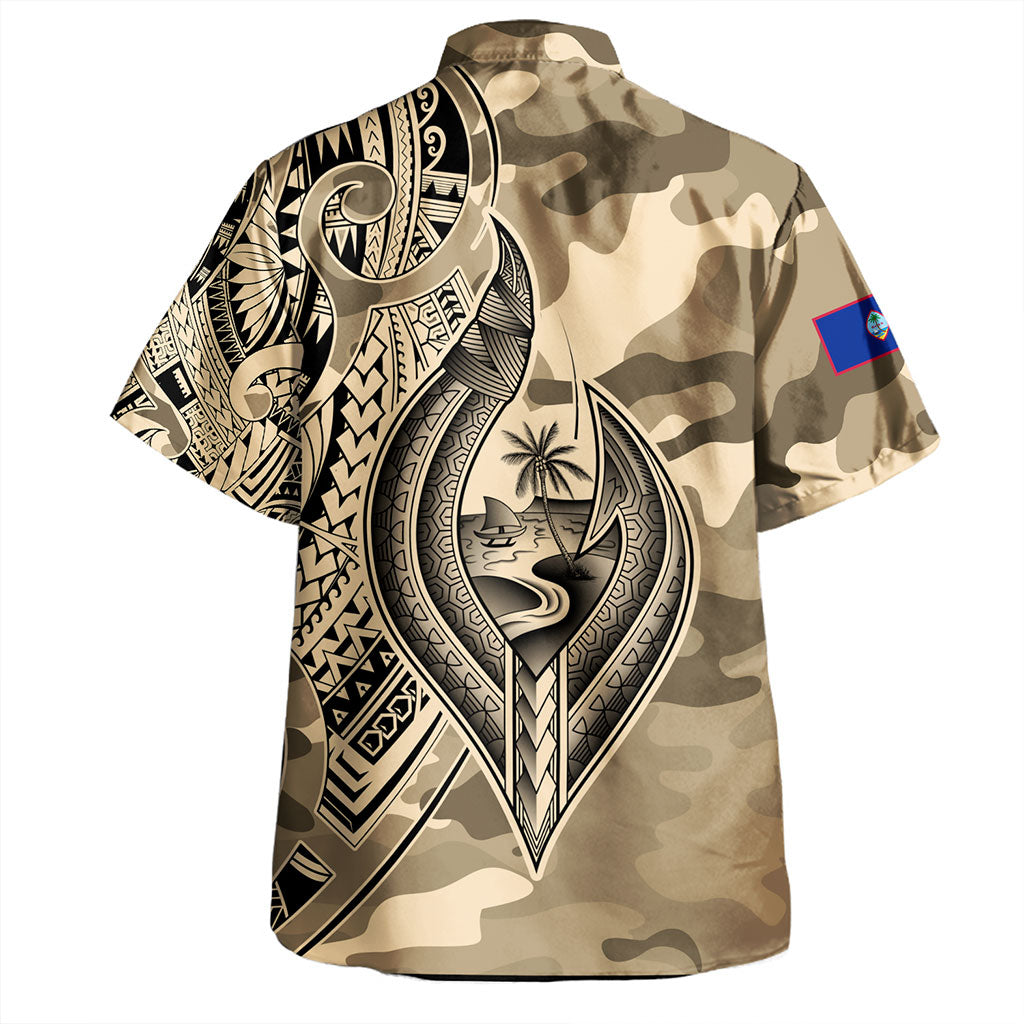 Guam Hawaiian Shirt Hafa Adai Tribal Tattoo With Camouflage Pattern