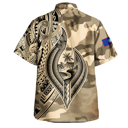Guam Hawaiian Shirt Hafa Adai Tribal Tattoo With Camouflage Pattern