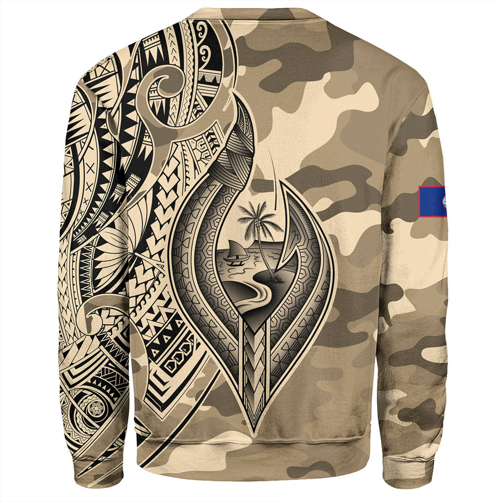Guam Sweatshirt Hafa Adai Tribal Tattoo With Camouflage Pattern