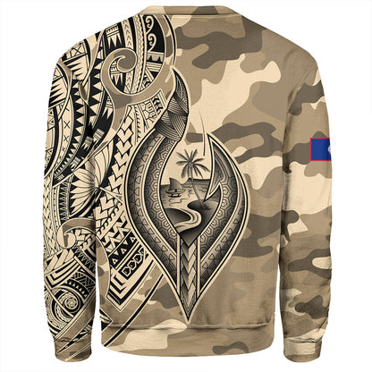 Guam Sweatshirt Hafa Adai Tribal Tattoo With Camouflage Pattern