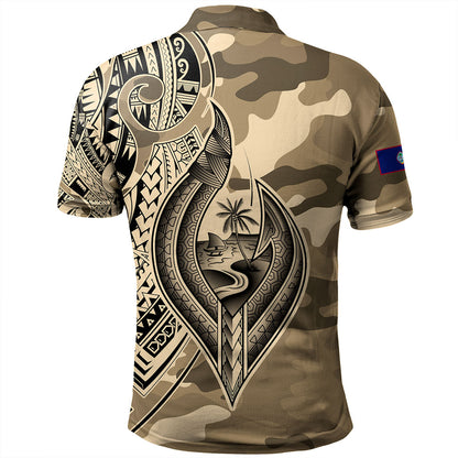 Guam Polo Shirt Hafa Adai Tribal Tattoo With Camouflage Pattern
