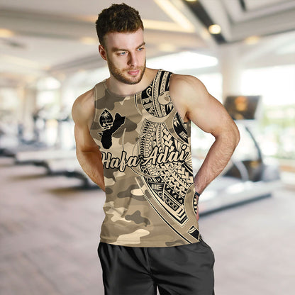 Guam Tank Top Hafa Adai Tribal Tattoo With Camouflage Pattern