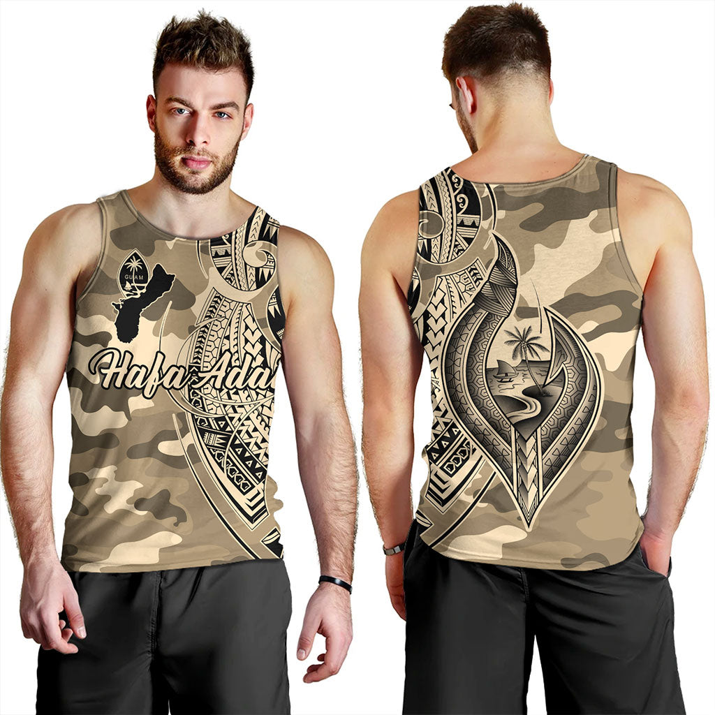 Guam Tank Top Hafa Adai Tribal Tattoo With Camouflage Pattern