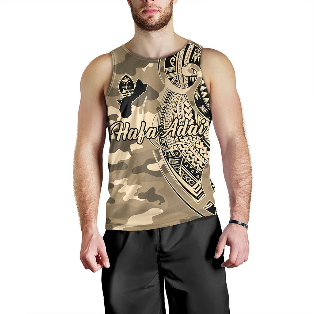 Guam Tank Top Hafa Adai Tribal Tattoo With Camouflage Pattern