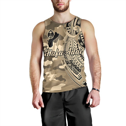 Guam Tank Top Hafa Adai Tribal Tattoo With Camouflage Pattern