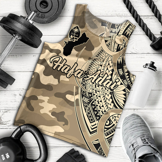 Guam Tank Top Hafa Adai Tribal Tattoo With Camouflage Pattern
