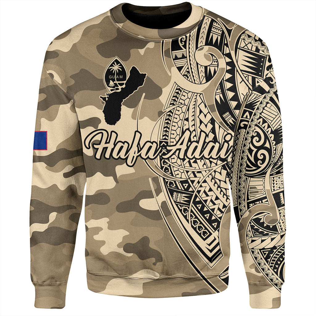 Guam Sweatshirt Hafa Adai Tribal Tattoo With Camouflage Pattern