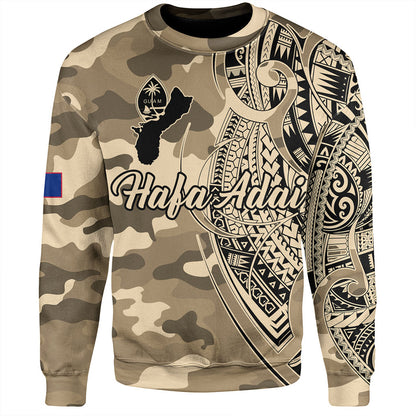 Guam Sweatshirt Hafa Adai Tribal Tattoo With Camouflage Pattern