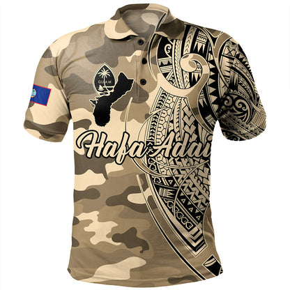 Guam Polo Shirt Hafa Adai Tribal Tattoo With Camouflage Pattern
