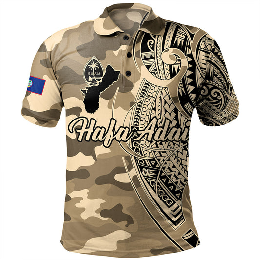 Guam Polo Shirt Hafa Adai Tribal Tattoo With Camouflage Pattern