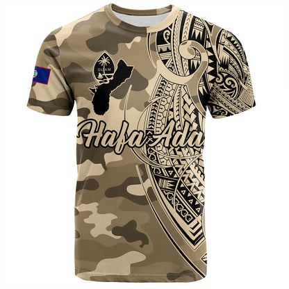 Guam T-Shirt Hafa Adai Tribal Tattoo With Camouflage Pattern