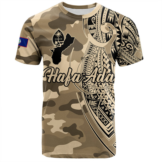 Guam T-Shirt Hafa Adai Tribal Tattoo With Camouflage Pattern