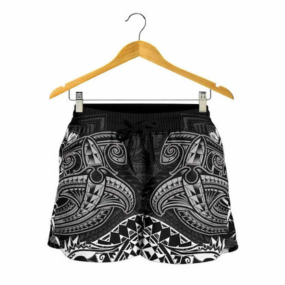 Guam Polynesian Women Shorts - White Shark Polynesian Tattoo