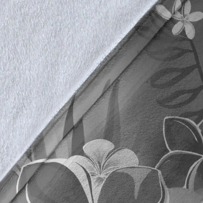 Guam Premium Blanket - Humpback Whale with Tropical Flowers (White)