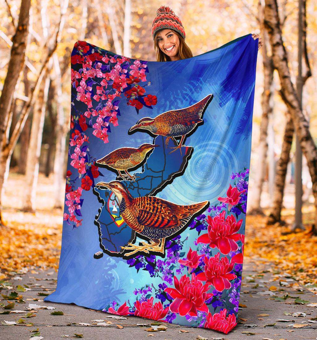 Guam Premium Blanket - KoKo Bird With Map
