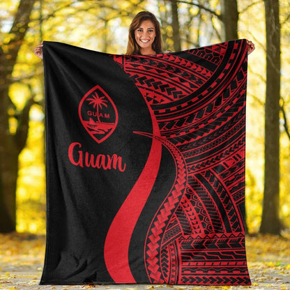 Guam Premium Blanket - Red Polynesian Tentacle Tribal Pattern