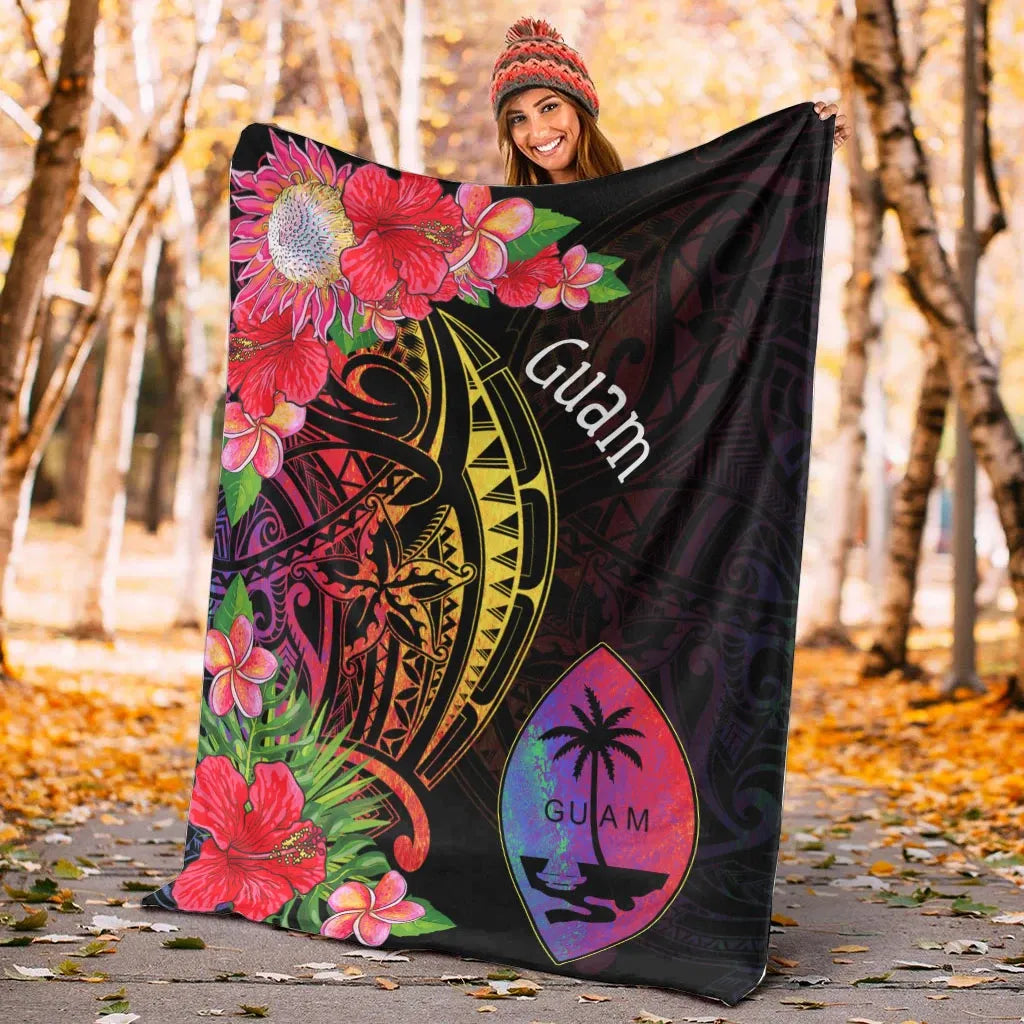 Guam Premium Blanket - Tropical Hippie Style