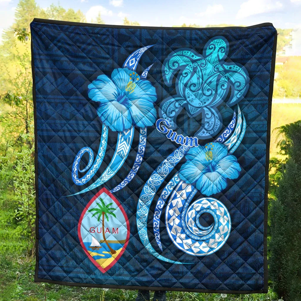 Guam Premium Quilt - Turtle and Tribal Tattoo Of Polynesian