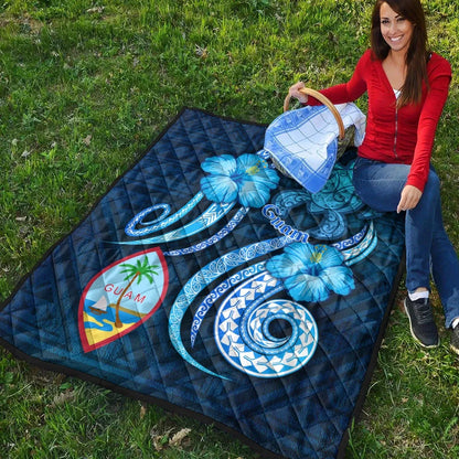 Guam Premium Quilt - Turtle and Tribal Tattoo Of Polynesian
