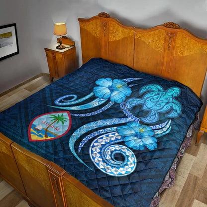 Guam Premium Quilt - Turtle and Tribal Tattoo Of Polynesian